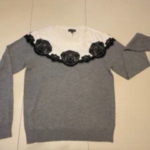 VINCE CAMUTO, Size Medium, GREY/CREAM/BLACK LACE- Sweater